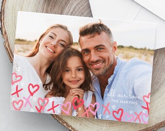 Plantilla de tarjeta fotográfica del día de San Valentín Plantilla personalizada de Canva de tarjeta fotográfica de San Valentín xoxo Plantilla de descarga instantánea de tarjeta del día de San Valentín #VDAY