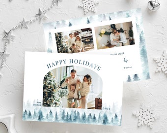 Christmas Photo Card Template Modern Christmas Card with Photo Canva Photo Holiday Card Christmas Card With Photo Template Arch