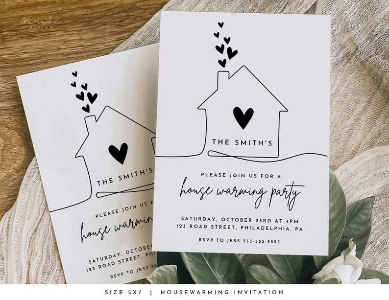 Housewarming Party Invitation Template Black Minimalist Modern ...