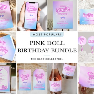 14+ Malibu Bar Doll Party Decorations Hot Pink Birthday Bundle Let&#39;s Go Party Birthday Signs Printable Decor Girls Party Bundle #BARB