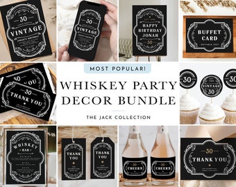 13+ Whiskey Birthday Party Decorations Vintage Whiskey Birthday Bundle Aged to Perfection Whiskey Birthday Printable Decor Bundle #JACK
