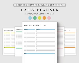 Minimalist Daily Planner Digital Planner Printable Daily To Do List for Work Home Productivity Planner Undated Planner Inserts #PLANNER