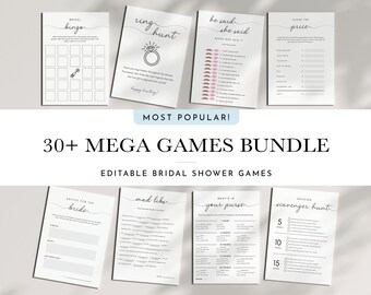 30+ Bridal Shower Game Bundle Minimalist Wedding Shower Games 100% Editable Templates Instant Download Minimalist Bridal shower Games #ARIA