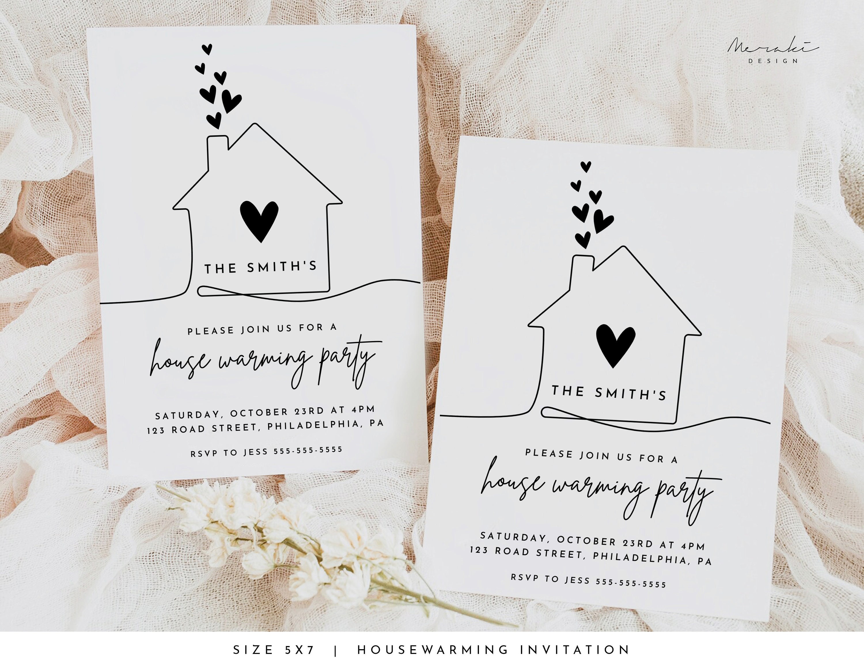 Housewarming Party Invitation Template Black Minimalist Modern ...