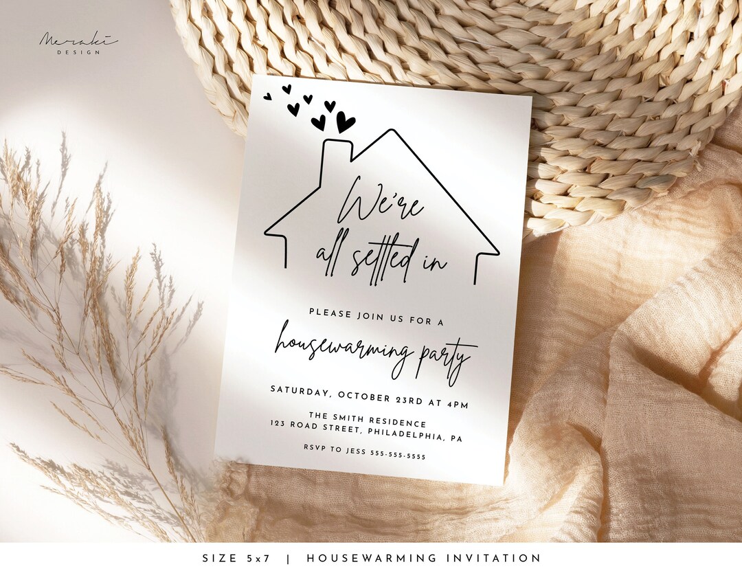 Minimalist Housewarming Party Invitation: Modern Black & White (digital ...