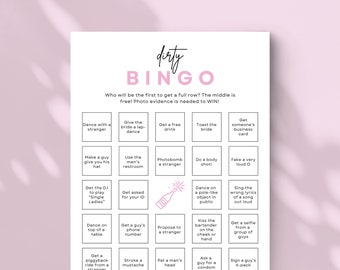 Dirty Bingo Game Bachelorette Party Game Hen Party Fun Games Hen Do Party Dirty Bridal Bachelorette Game Instant Download #BGAMES