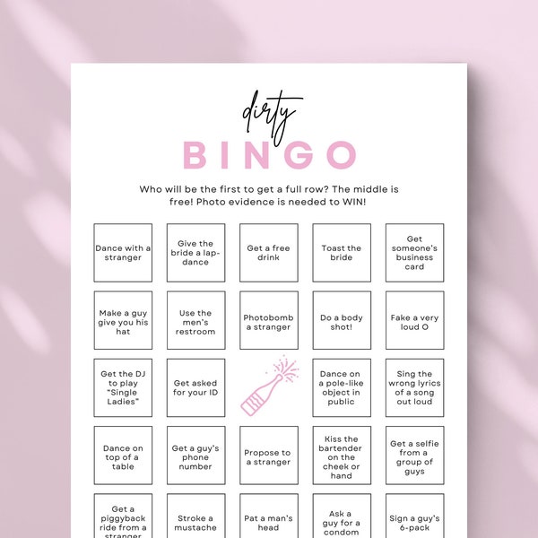 Dirty Bingo Game Bachelorette Party Game Hen Party Fun Games Hen Do Party Dirty Bridal Bachelorette Game Instant Download #BGAMES