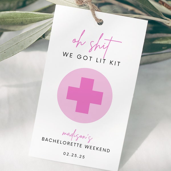 Bachelorette Party Favors Tags Oh Shit Kit Bachelorette Survival Kit Editable Tag Printable Bachelorette Hangover Kit Party Favor #BGAMES