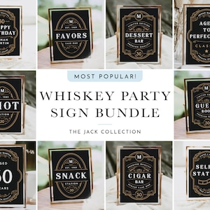 12 Whiskey Sign Bundle Printable Vintage Whiskey Themed Party Adult Birthday Sign Instant Download Editable Country Whiskey Sign Set #JACK
