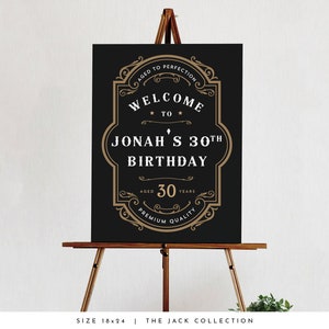 Whiskey Birthday Welcome Sign Template Vintage Whiskey Theme Birthday Party Decorations Whiskey Party Adult Birthday Welcome Sign #JACK