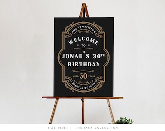 Whiskey Birthday Welcome Sign Template Vintage Whiskey Theme Birthday Party Decorations Whiskey Party Adult Birthday Welcome Sign #JACK