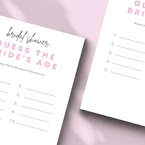 Bridal Shower Game Guess the Brides Age Game How Old Was the Bride to ...