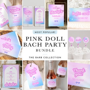 13+ Malibu Bar Bachelorette Doll Party Decorations Hot Pink Bachelorette Bundle Let&#39;s Go Party Bach Signs Printable Decor Bundle #BARB