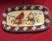 Lenox Winter Greeting Everyday Hors d oeuvre Tray, Tartan Plaid Pattern, Serving Tray