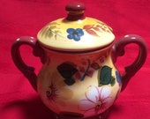 Oneida Sunset Bouquet Sugar Bowl with Notched Lid