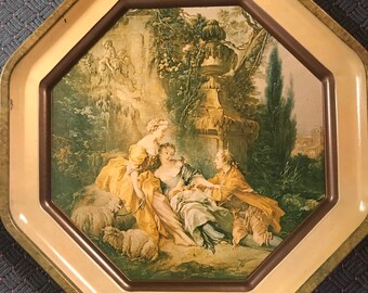 Sunshine Biscuits Octagon Tin 2 Sided Tray Tin Francoise Boucher Paintings