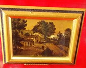 Vintage 2 Currier Ives Gold Foil Prints in Wood Frames, Intercraft Industries