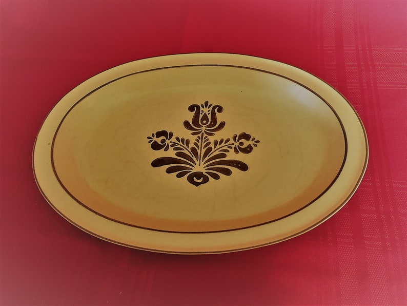 Tan and Brown Made in USA 14 Pfaltzgraff Vintage Village Platter