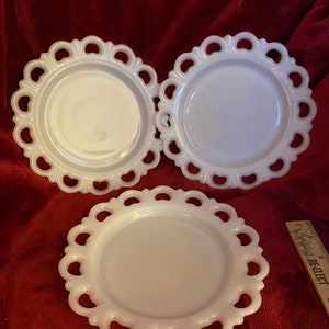 3 Milk Glass Plates