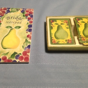 Vintage Card Game Playing Cards and Bridge Score Pad, Creative Papers by C. R. Gbison