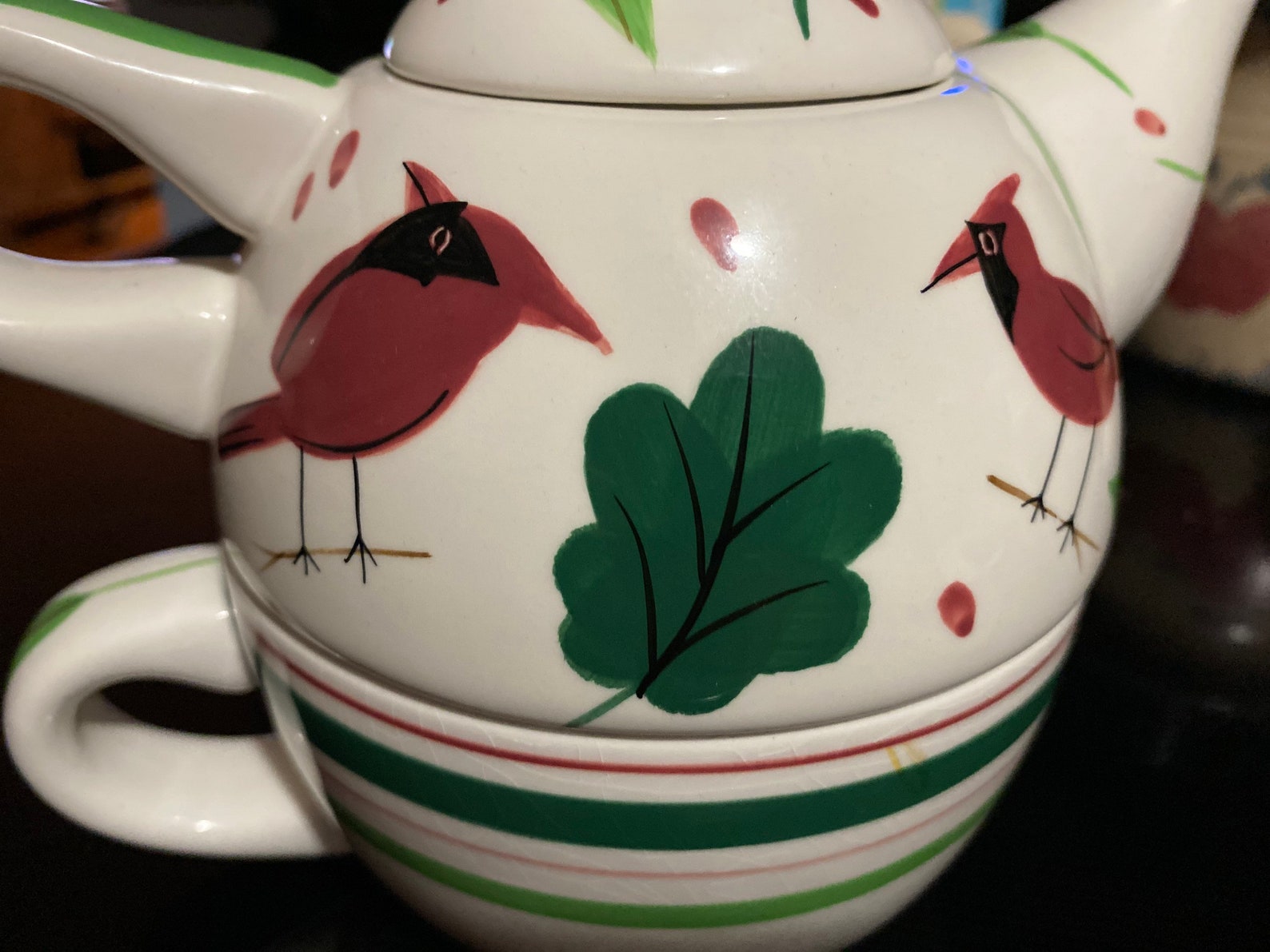 Cardinal Individual Teapot and Cup Etsy