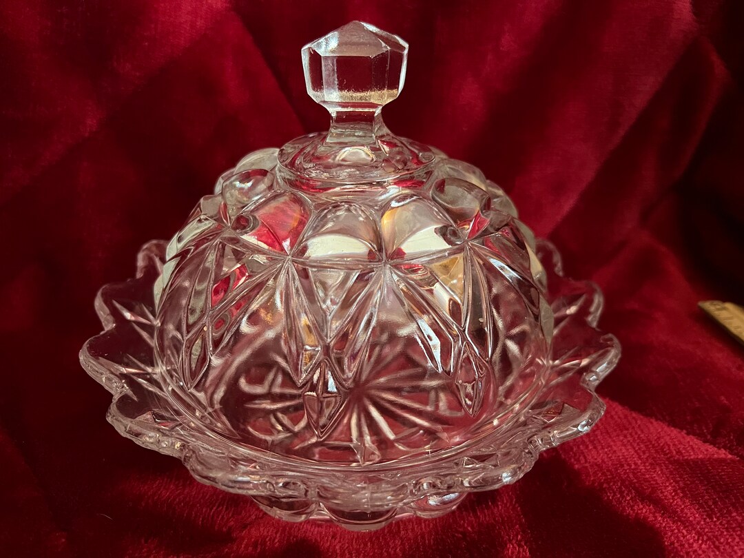 Clear Glass Butter Dish With Dome Lid Etsy
