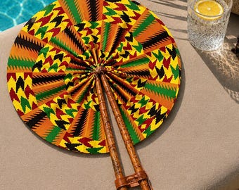 Éventail en wax africain – Fait main – Accessoire traditionnel – Cadeau original : FIKRU