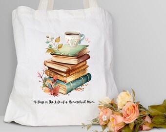 Homeschool Mama Tote Bag, Homeschooling Bag, Homeschool Mom Gift, Homeschool Tote Bag, Homeschool, Books, Canvas Tote