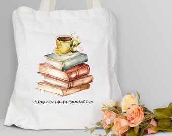 Homeschool Mama Tote Bag, Homeschooling Bag, Homeschool Mom Gift, Homeschool Tote Bag, Homeschool, Books, Canvas Tote.