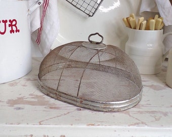 Small vintage wire mesh food dome, meat dome, cloche