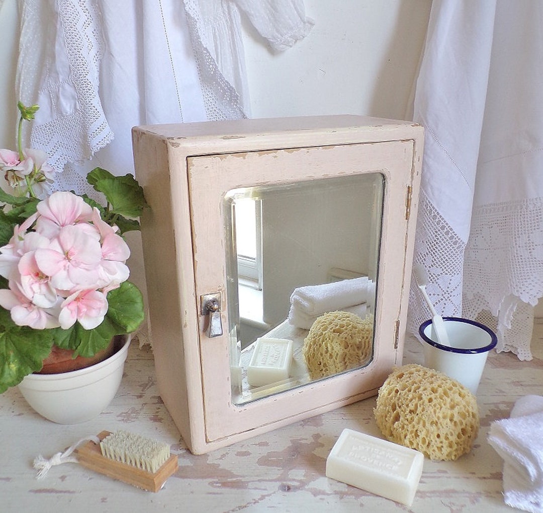 Charming Little Pink Painted Vintage Mirrored Bathroom Cabinet - Etsy UK