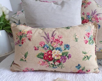 Beautiful vintage Sanderson floral linen feather cushion