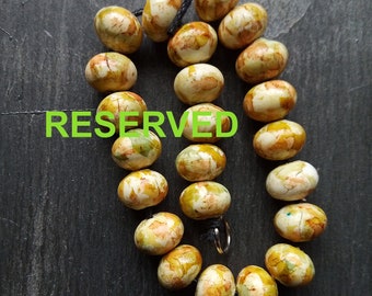 RESERVED for Kelley - 23 Rustic, Faux ceramic, Simple, turned look, Distress paint, Tribal style, Rounded beads in Brown, green and white