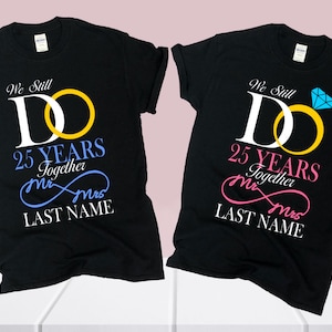Personalized 25th Anniversary Shirts: Matching Couple T-Shirts