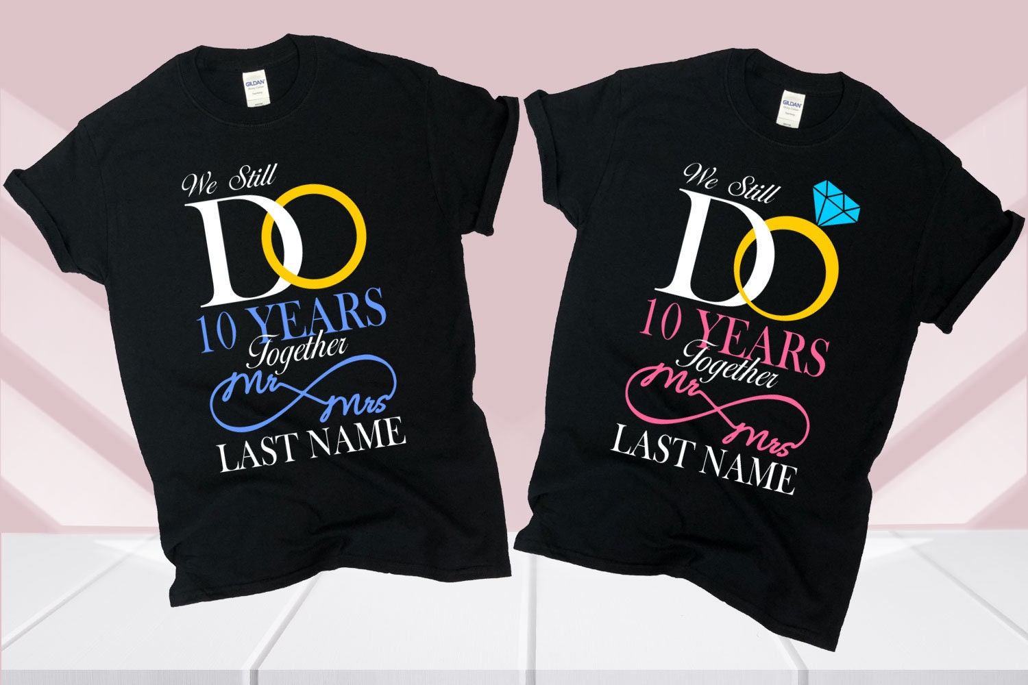 Personalized 10th Anniversary Couple Shirts: Matching Cotton T