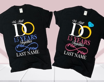 15th Anniversary Shirts for Couples – Personalized Cotton T-Shirt Anniversary Gift