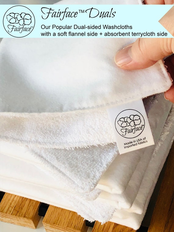 Best Sensitive Skin Dual-sided Washcloths /facecloths Soft for Rosacea,  Eczema Try 1 or in Sets Soft Side Terrycloth Side Fairface™ Duals 