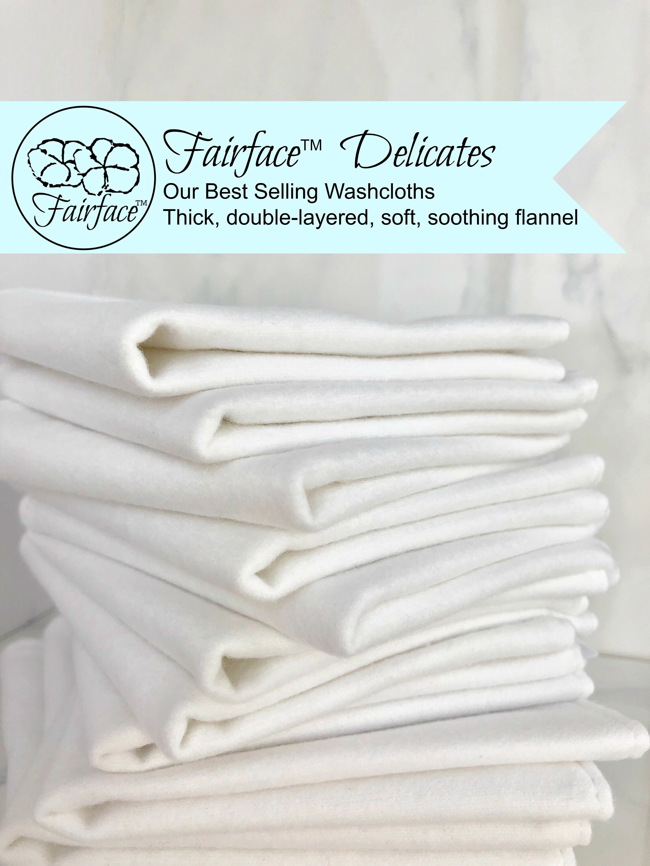 Sensitive Skin Softest Washcloths for Best Skin Care, 100 Soft Cotton Flannel SET OF 4 Gentle