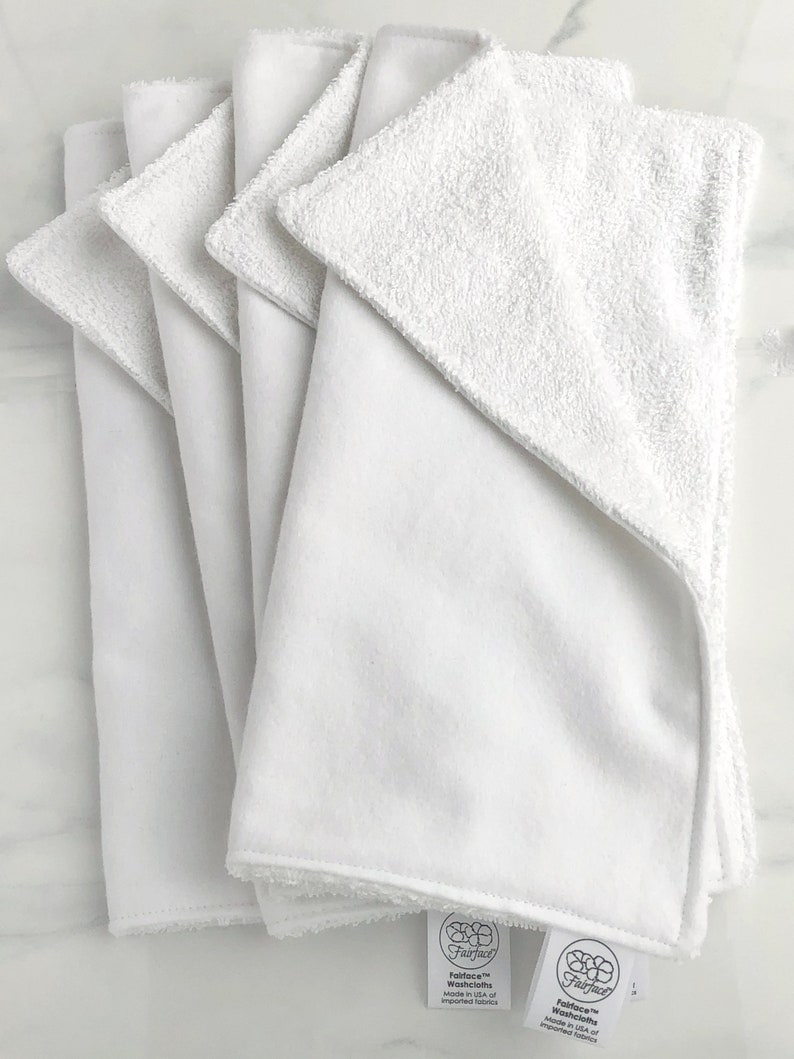 Best Face cloths for gentle cleansing, Rosacea, Eczema soft for Sensitive Skin SET OF 12, Calming 100% Cotton washable, reusable Fairface™ Bild 3