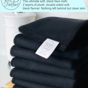 Soft Black Face Cloths, Black Washcloths, Makeup remover cloths for sensitive skin & gentle face washing - Sets of 2+ Fairface™ Darks