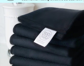 Fairface™ Darks Sensitive Skin Cloths, Soft Black Flannel Face Cloths for Gentle Cleansing & Makeup Removal, Double Layer Washcloth Sets