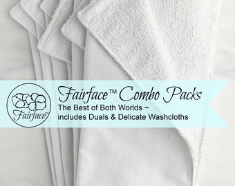 Softest Face Cloths / Washcloths Combo Sets of 2+ -Skin Care Gift - Soft flannel washcloths + Soft & Scrubby Cloths- Fairface™ Combo Sets