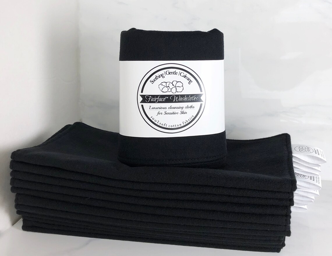 Soft Black Face Cloths Black Washcloths Makeup Remover Etsy