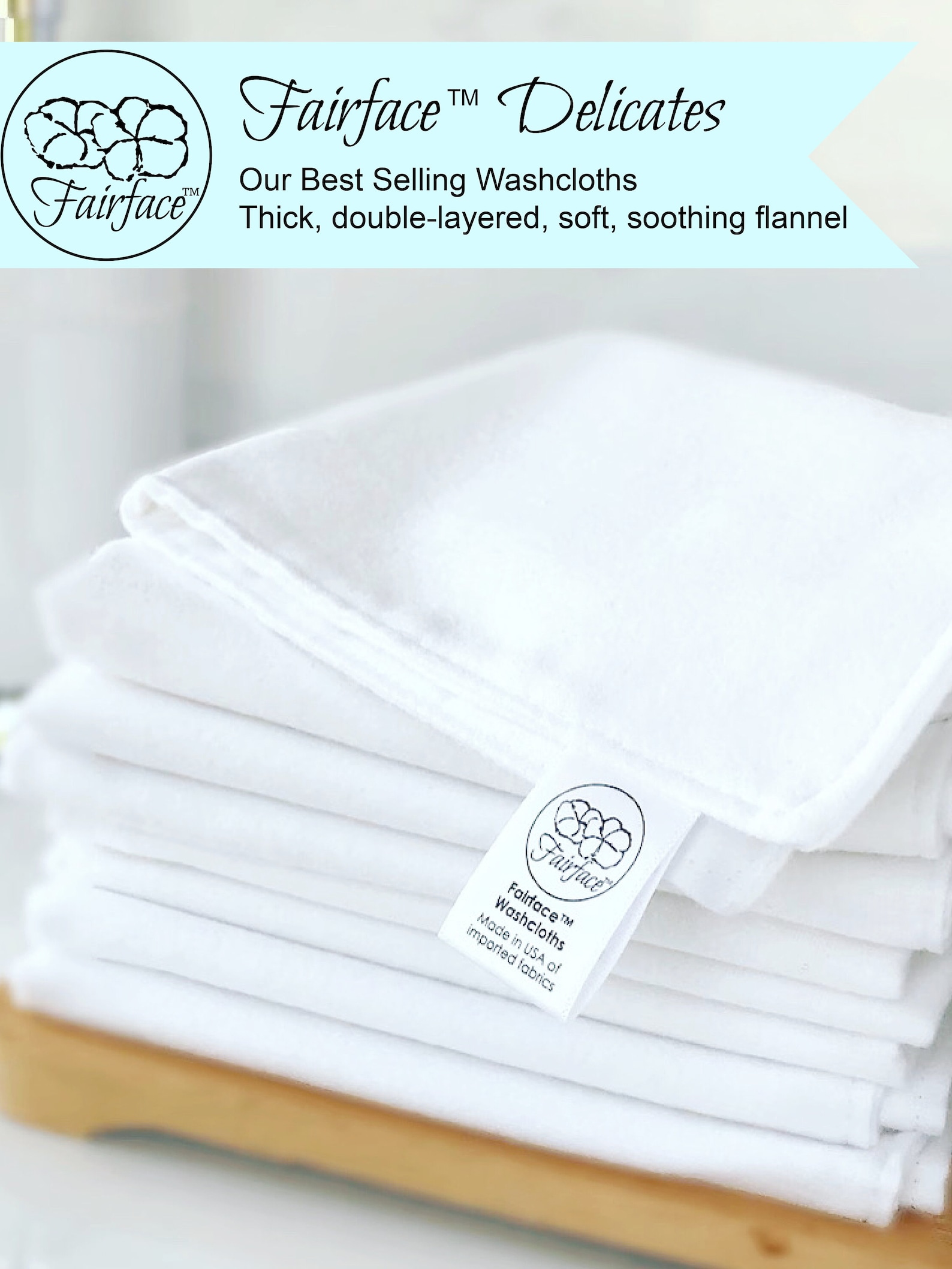 Softest Washcloths for Sensitive Skin, Sets of 2 Soothing, Gentle