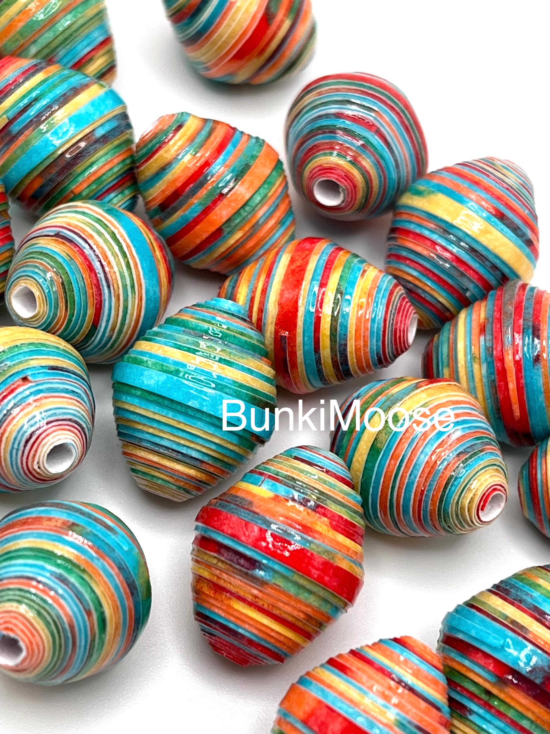 Paper beads, 20 extra large loose beads for jewelry or craft projects