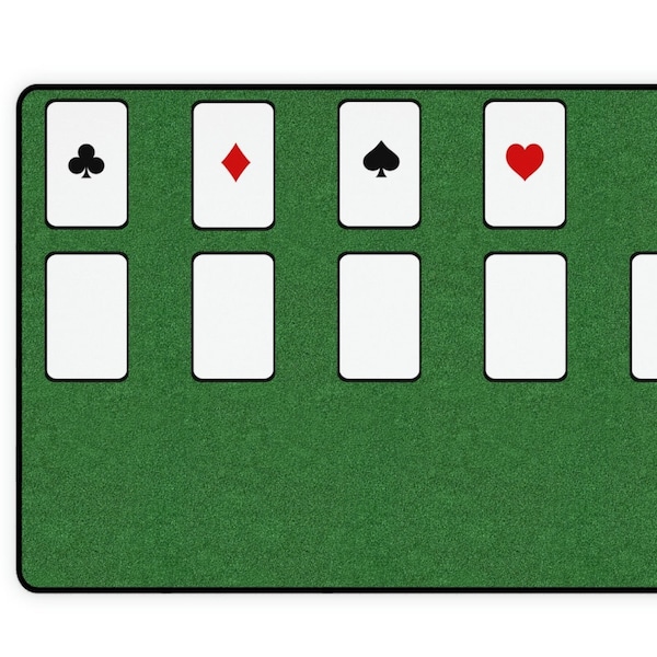 Solitaire card game desk mat, Solitaire board desk pad, Card game-themed desk accessory, Classic solitaire workspace mat, Single-player