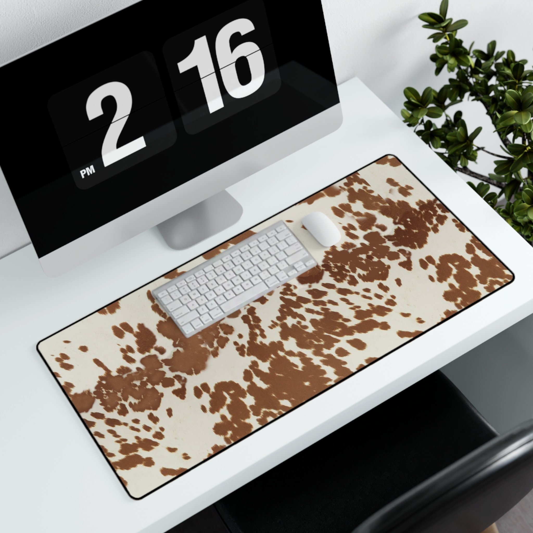 Cow Hide Pattern Faux Cowhide Print Desk Mat, Cow Print Desk Pad ...