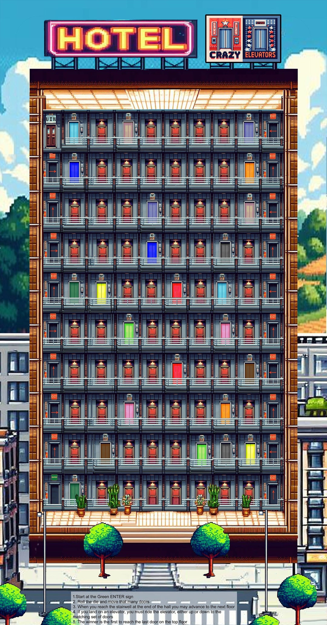 Crazy Elevators Hotel Board Game Portable Game, Kids' Fun, Elevator