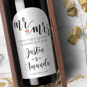 Mr & Mrs Wine Bottle Labels for Wedding, Wedding Wine Bottle Labels for The Bride and Groom | By Taylor Street Favors | 5618