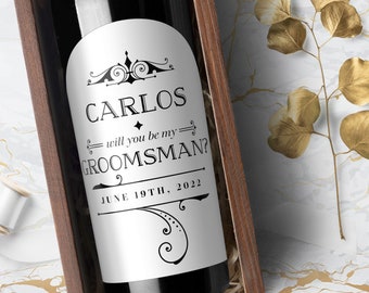 Will You Be My Best Man or Groomsman Wine Bottle Labels for groomsman proposals  - #8351